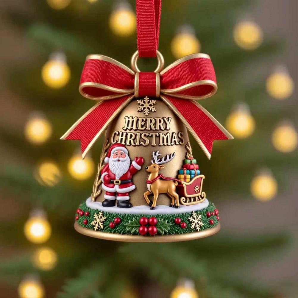 Çift Taraflı Akrilik Noel Süsleri Noel Baba Çan Asılı Dekor Ağaç Ev Mağaza için Şenlikli Tatil Partisi Dekorasyonu