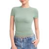 European & American Style Women's Milk Silk Round Neck T-Shirt - Short Sleeve Pullover