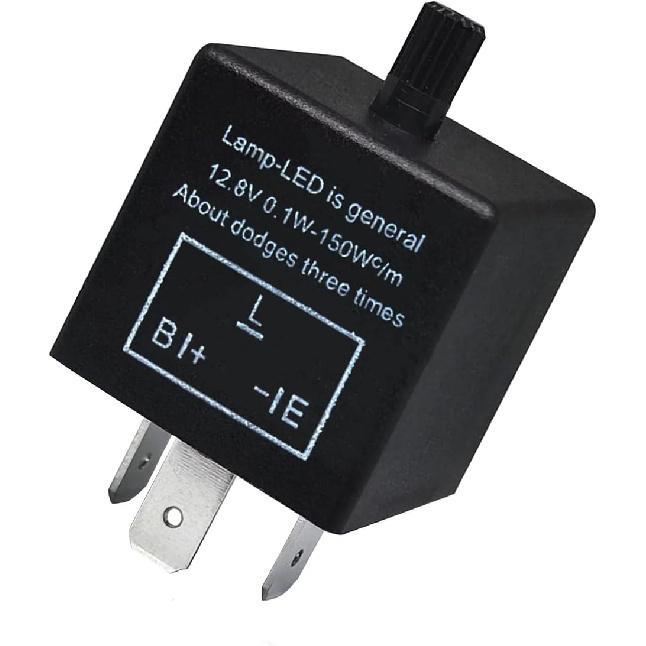 LED Flasher Relay, Three Pin Flame Retardant Fireproof CF13KT Fixed Frequency Solution Adjustable Relay, Replacement Tuning Accessory, Suitable for
