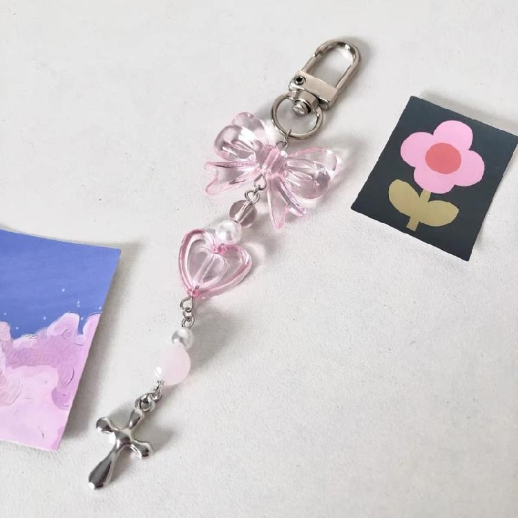 Stylish Acrylic Alloy Keyring Beaded Keychain Accessory for Phones and Purses
