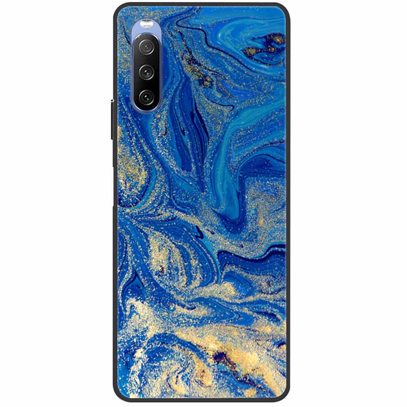 Soft Cover For Sony Xperia 10 III Case 5 III Soft Silicone Black Cases for Sony Xperia 1 III / Xperia1 XZ4 Covers Cool Marble