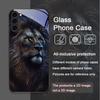 Luxurious Lion Pattern Tempered Glass Phone Case for Samsung Galaxy S25 Ultra S24 S23 Plus S22 S21 S20 FE M55 M54 5G Back Cover