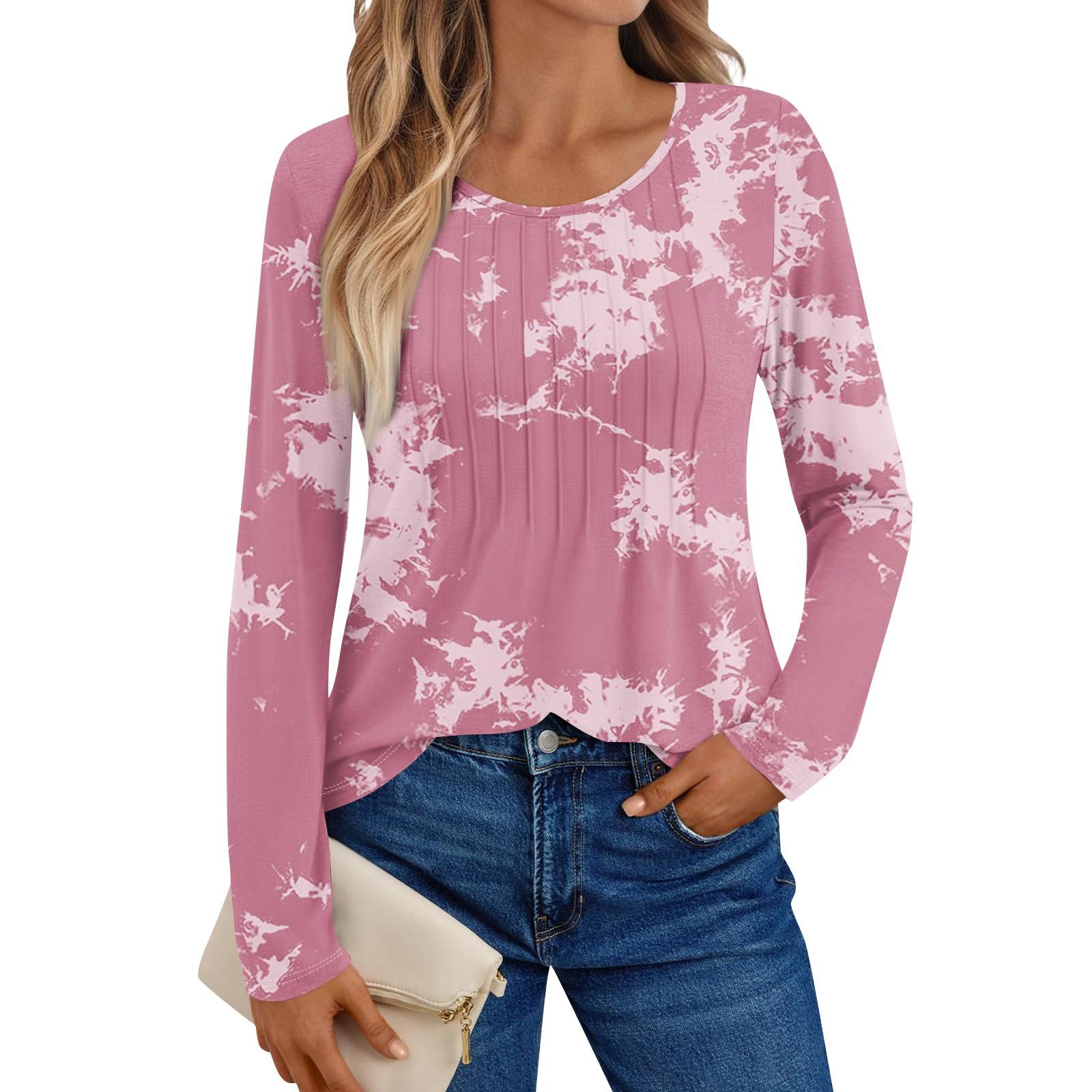 

Женские рубашки с длинным рукавом, графические футболки, повседневные базовые топы, пуловеры XXL розовый