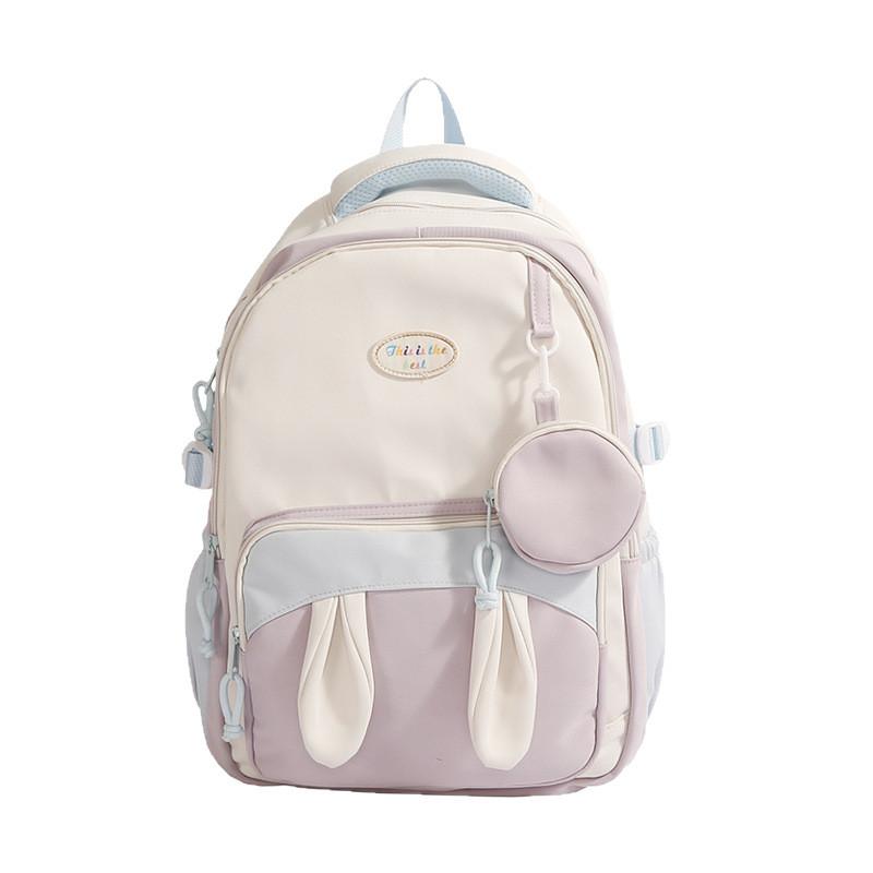 Blocking Color Large Capacity Backpack With Rabbit Ear Design And Print Letter