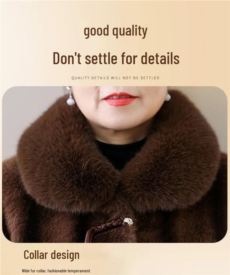 Stylish Fleece-Lined Cotton Mid-Length Coat - Cozy Outerwear for Middle-Aged and Elderly Women
