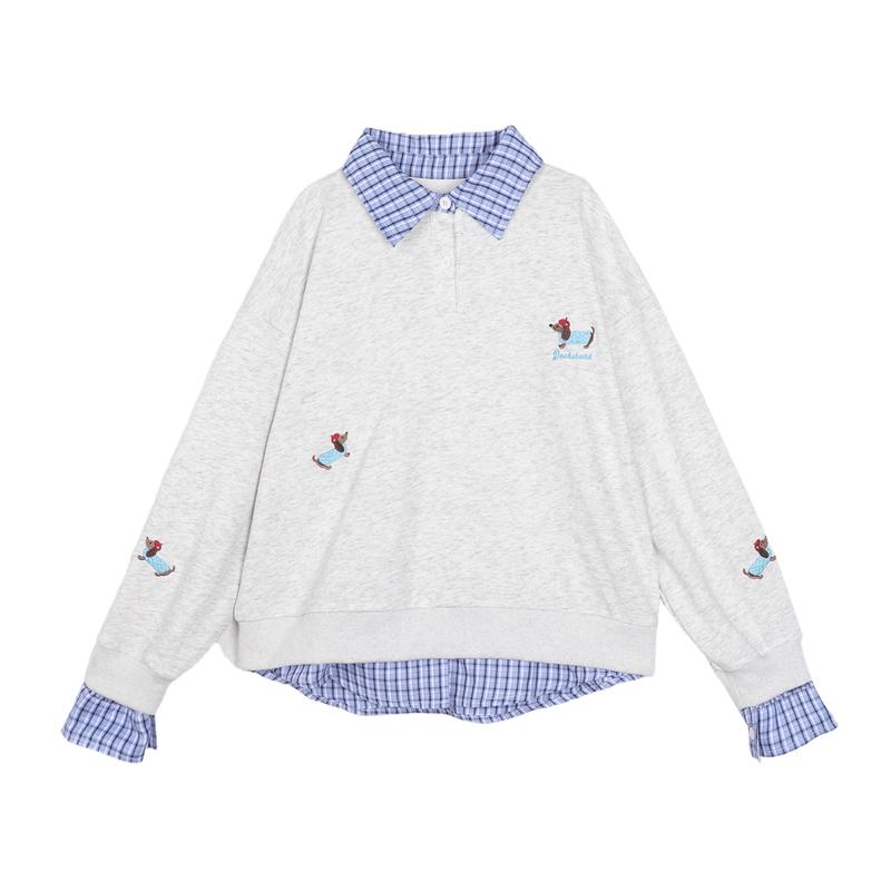 

LUSON Girls Korean Style Animal Print POLO Sweatshirt 110