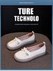 Women's White Cowhide Leather Casual Shoes - Spring/Summer 2025, Soft Jelly Sole, Flat Design