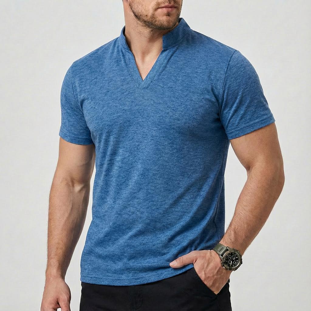 Men's Solid Color Short Sleeve Tops Men's Casual Fashion Short Sleeve Tops