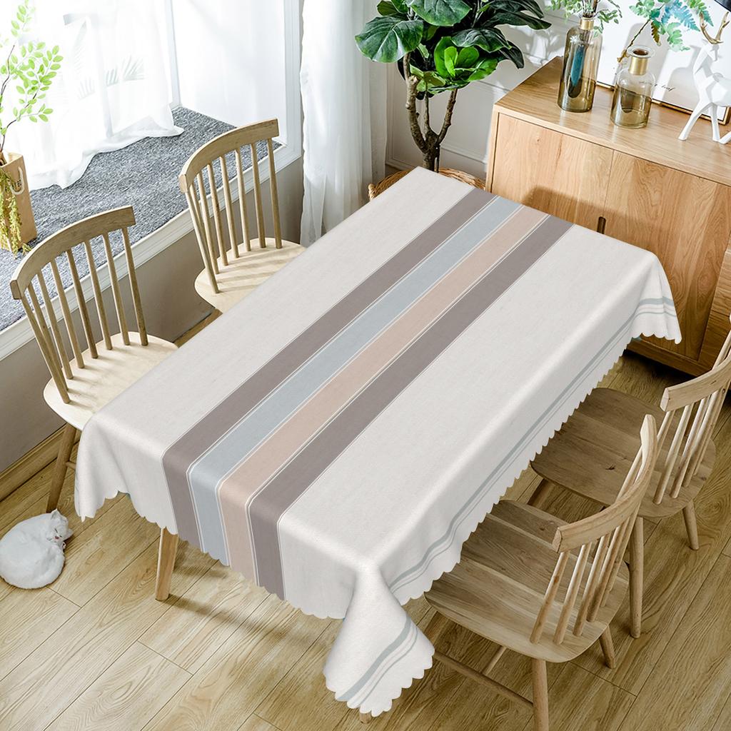 Einfache Frische Tischdecke Floral Streifen Wasserdicht Esstischabdeckung Für Zuhause Outdoor Picknick Küche Urlaub Party Dekoration