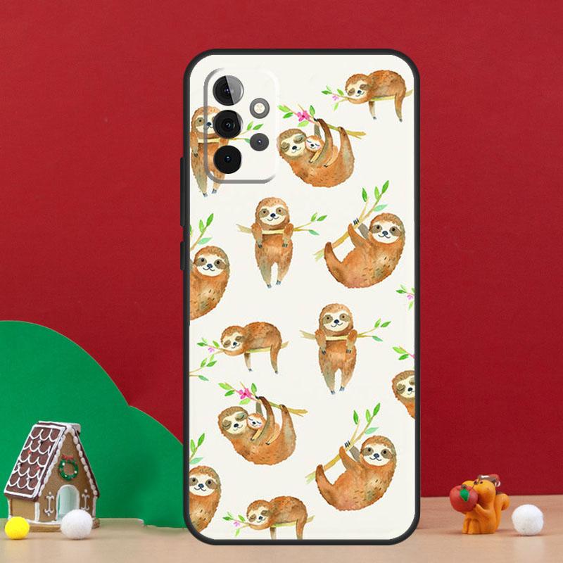 Cute Sloths Watercolor Case For Samsung Galaxy A55 A52 A32 A12 A33 A06 A16 A26 A36 A56 A15 A53 A13 A34 A54 A14 A17 Samsung A14