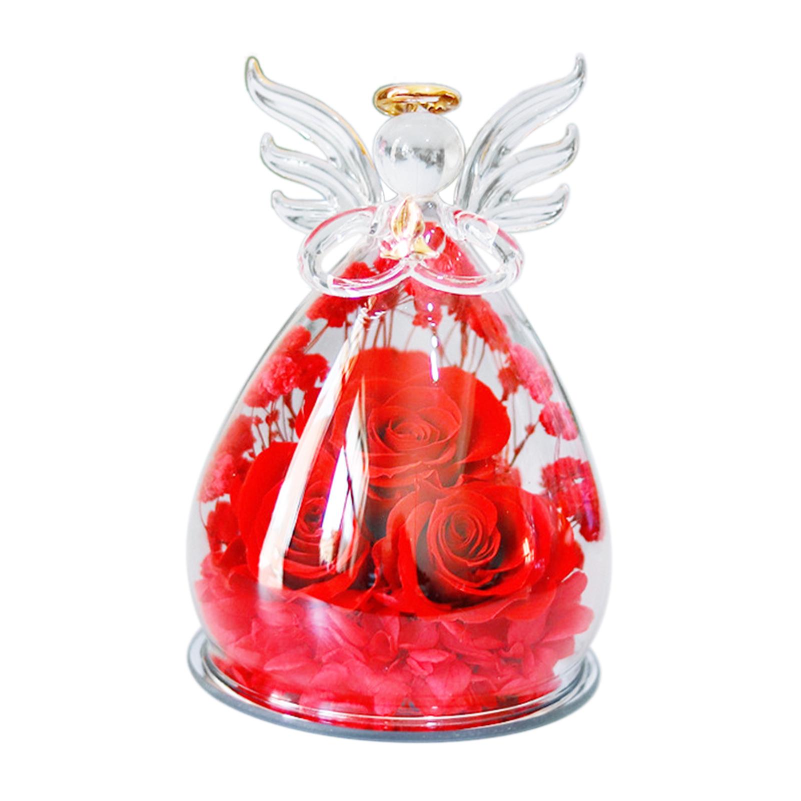

Forever Preserved Rose in Glass Angel Figurine Romantic Eternal Roses Glass Ornaments Birthday Gifts for Women Mom красный