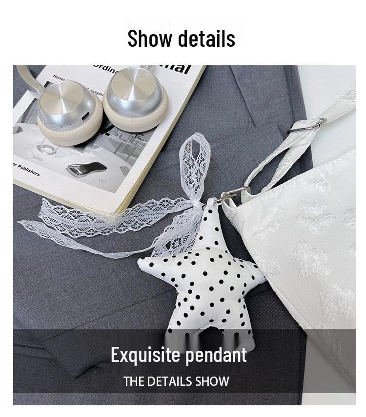 Korean Style Sweet Polka Dot Women's Versatile Shoulder Bag with Lace Trim