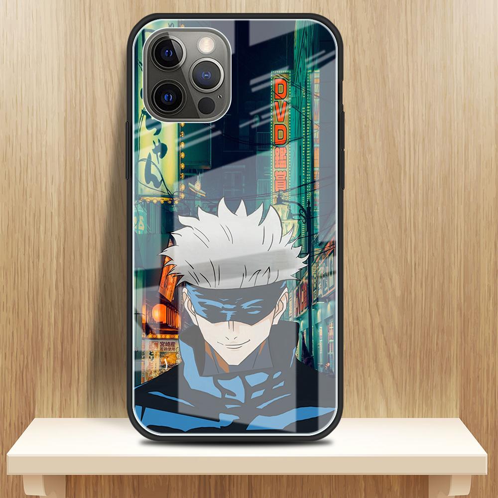 Tempered Glass Case Apple iPhone 13 12 Mini 11 Pro Max XR XS SE 2020 7 8 Plus 6 6S X Phone Cover Back Shell Anime Jujutsu Kaisen