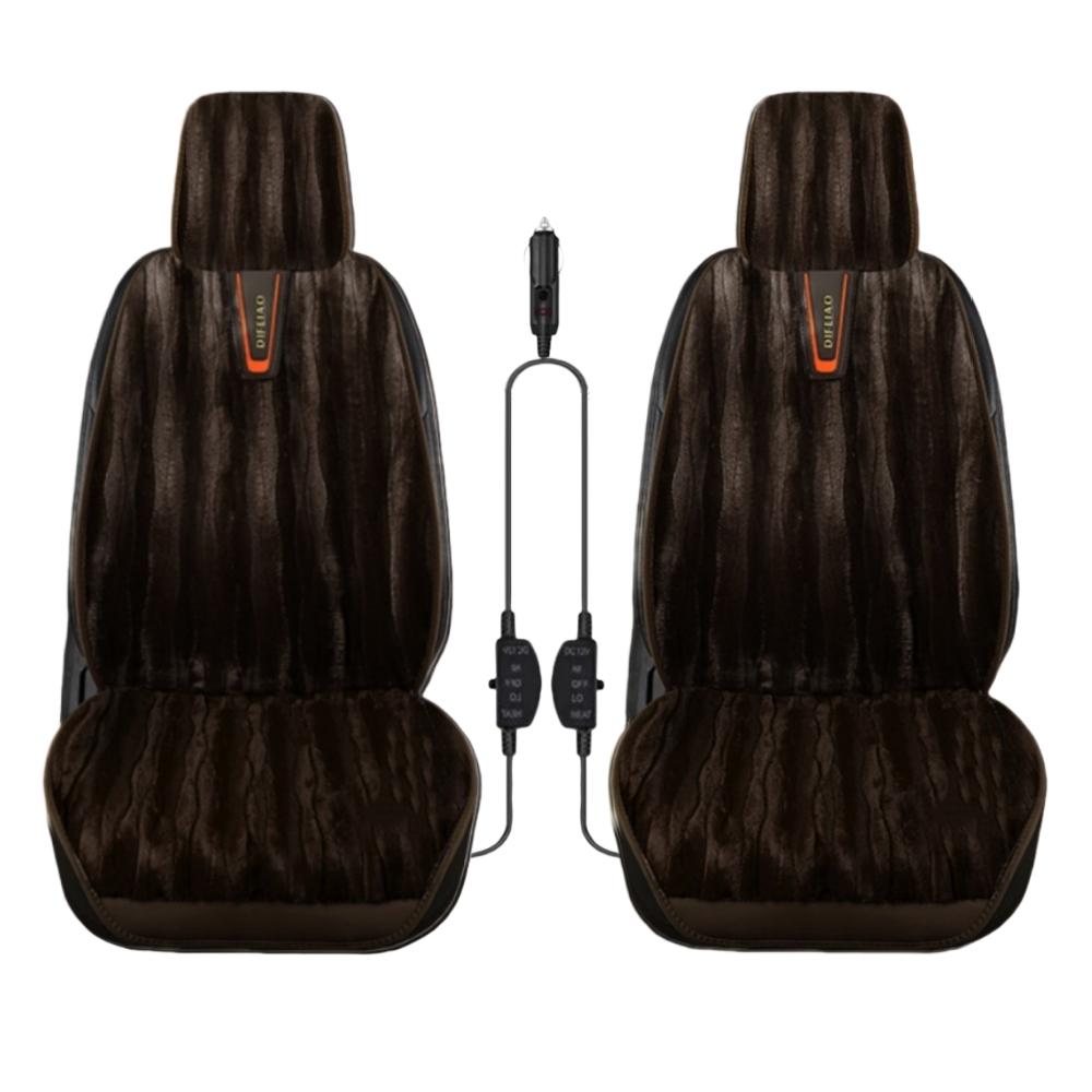 2PCS Car Seat Heating 12v Vehicle Heated Seat Cover Winter Fluffy Seat Cover Car Heater Cushion Pad Universal