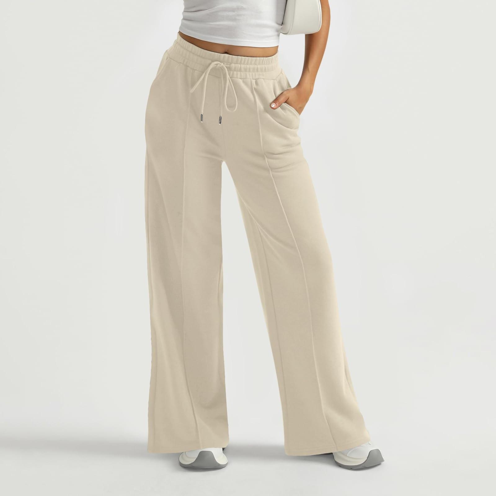 

Женские широкие спортивные брюки с высокой талией, мешковатые расклешенные брюки, спортивные штаны на шнурке бежевый