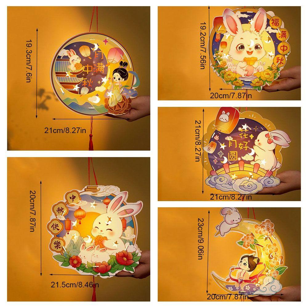 Cartoon Rabbit Lanterns Glowing Lantern DIY Material Package Mid-Autumn Festival Lantern  Kids