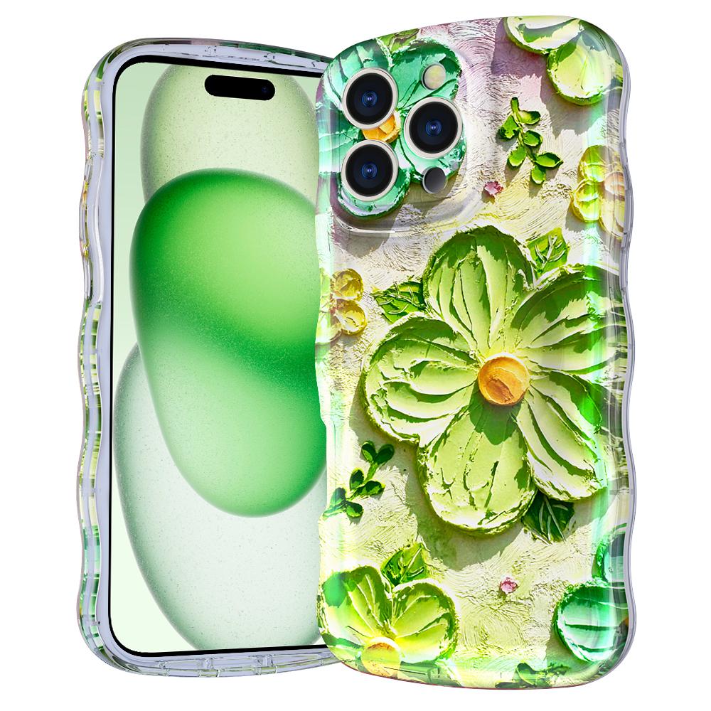 For iPhone 16 Pro Max Magnetic Case Wave Edge Glitter TPU Phone Back Cover