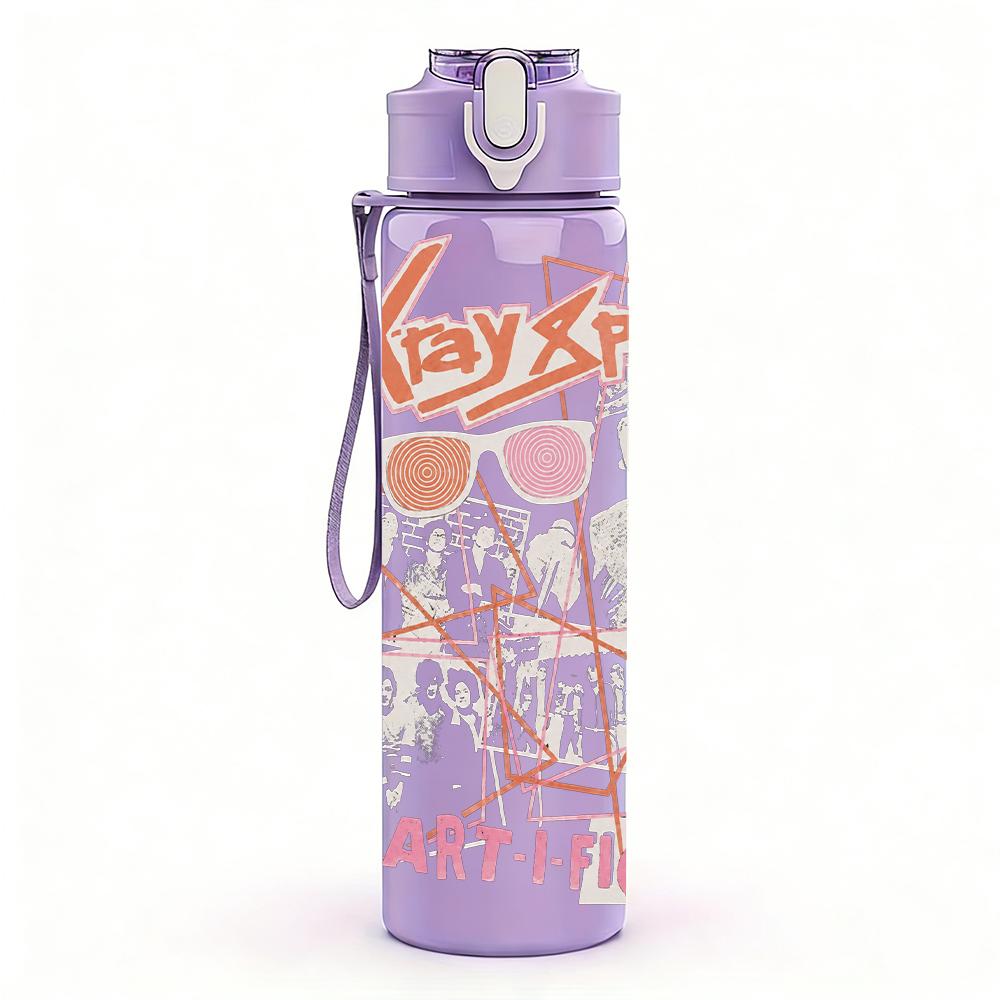 1PC Abstract Red Line Graffiti Minimalist Print 750ml Portable Sports Water Bottle Leakproof Gym Outdoor Travel Drink Cup