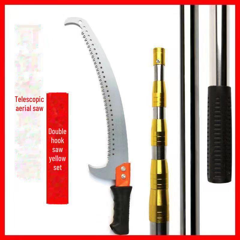 Stainless Steel Telescopic Pole with High Branch Saw and Fruit Tree Scoop Net