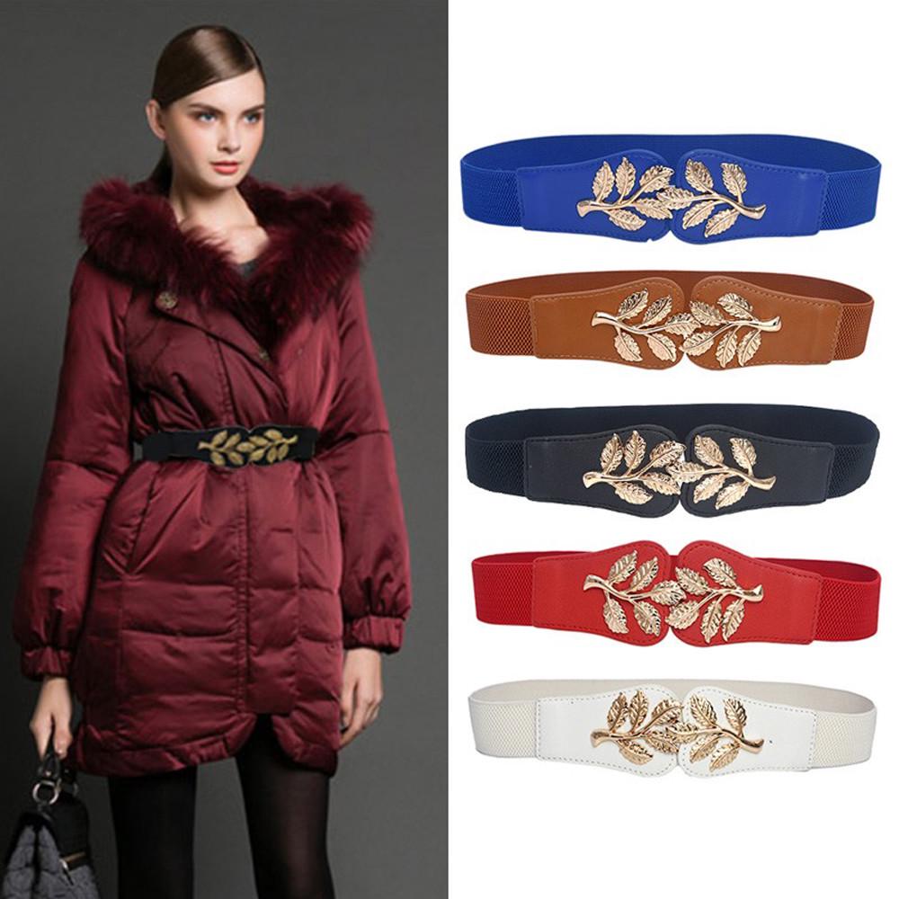 

Модный женский женский кожаный пояс из листьев, широкий эластичный пояс для тела