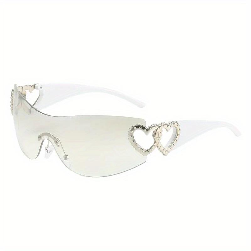 Y2K One-piece Fashion Fashion Sunglasses For Women Men Wrap Around Heart Gradient Sun Shades For Cycling Travel Beach Party For