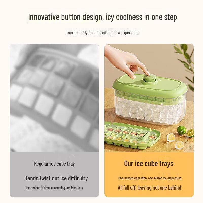 JINGRUIXIANG Easy-Release Press Ice Cube Tray with Storage Box