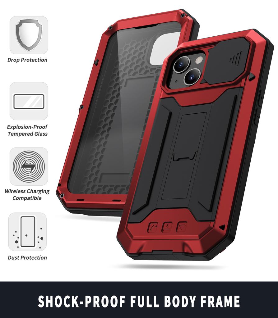 Apple 15 Protective Case with Invisible Bracket for iPhone 14 Pro Max - Anti-fall Metal Shell.