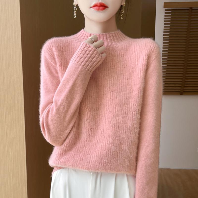 Women's Cashmere Sweater Qinghe Cashmere 30% Cashmere 70% Wool Women's Autumn and Winter Thick Cashmere Pullover Soft and Warm