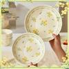 Spring Creamy Yellow 37-Piece Underglaze Ceramic Dinnerware Set