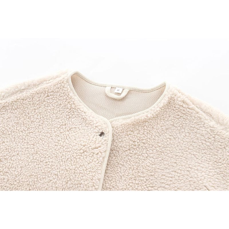 Kaslead New Arrival Women's Clothing Fashion Style Fashion round Neck Pure Color Comfort Teddy Plush Jacket 1228915