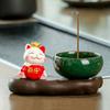 Gift Creative Lucky Cat Incense Burner Traditional Ceramic Incense Stick Holder Chinese Style Cute Tea Table Oraments Offices