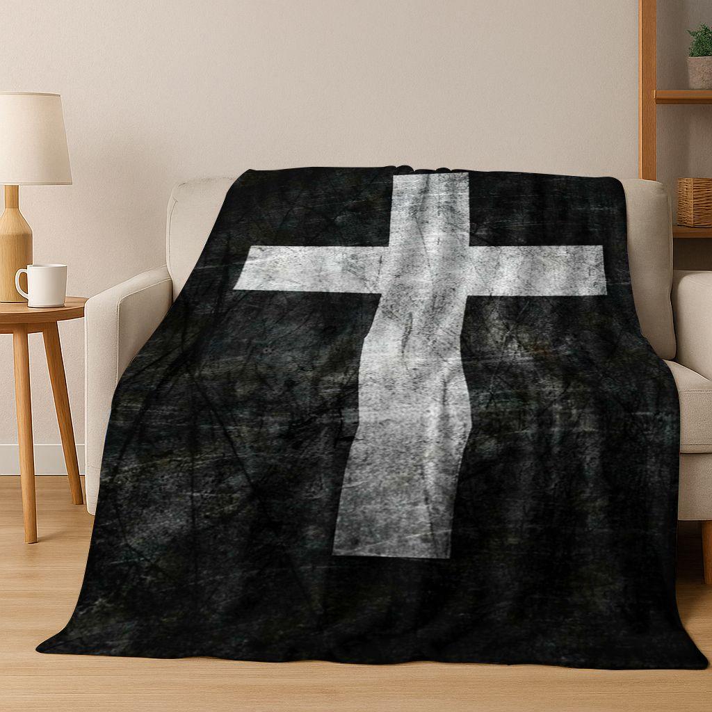 New Belief Cross Holy Bible Pray Jesus Flannel Blanket,Cozy Soft Throw Blanket for Home Bedroom Bed Sofa Picnic Cover Kids Gift