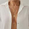 Spice Girl Cross Metal Pendant Necklace Elegant Pearl Beaded Y-Shaped Clavicle Chain Multilayer
