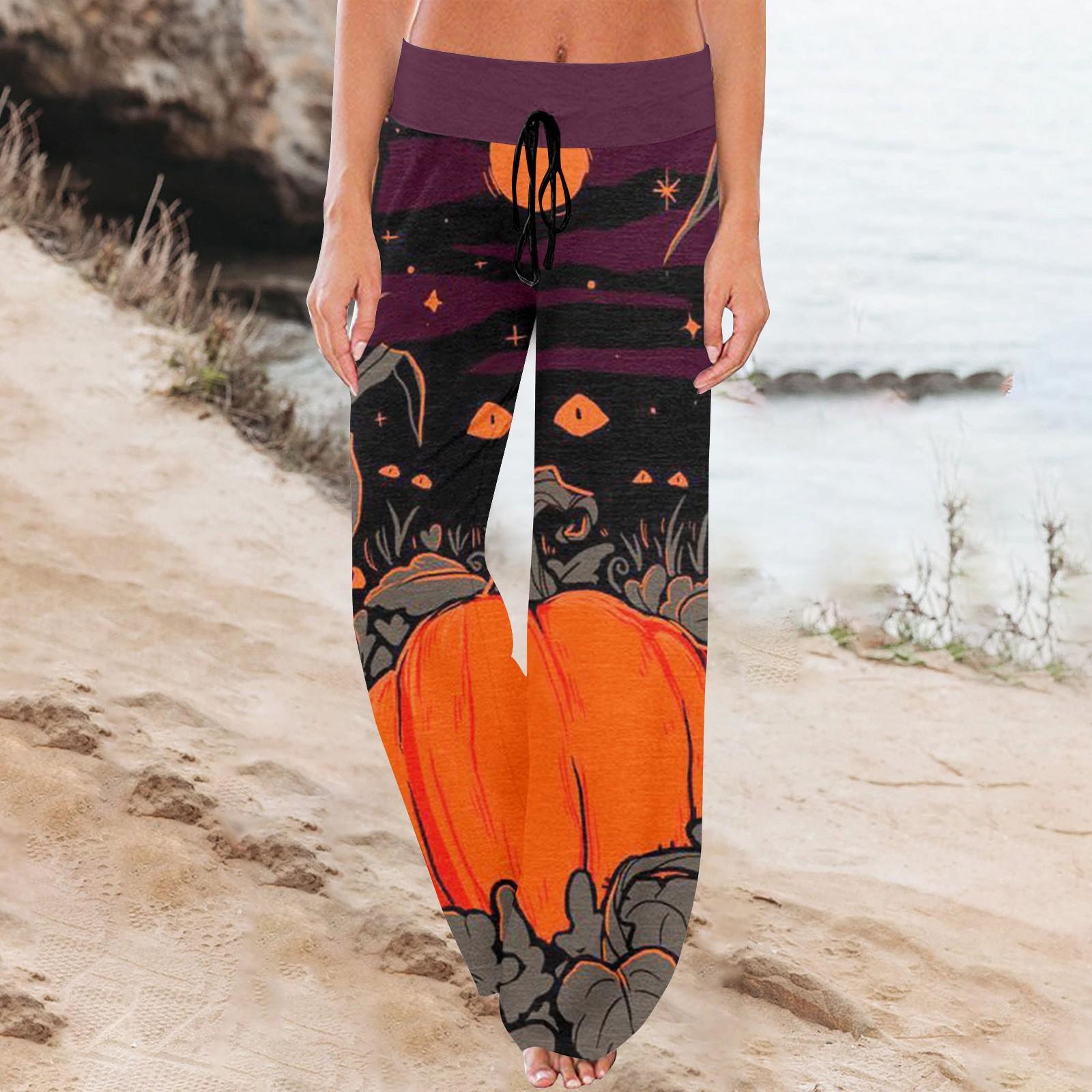

Женские спортивные брюки, спальные брюки, широкие брюки с принтом на Хэллоуин S