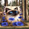1pc Siamese Cat Print Print Outdoor Blanket, Lightweight Polyester,