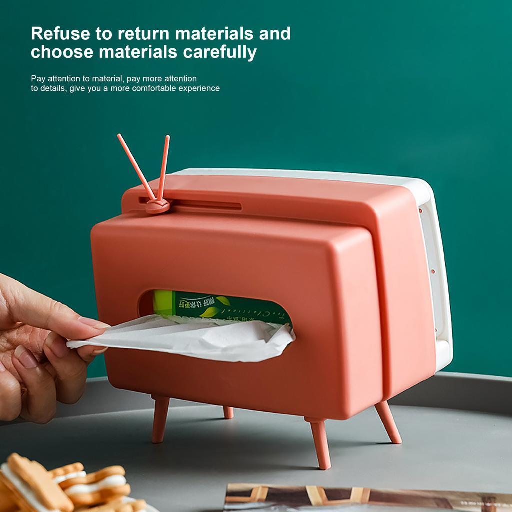 TV Tissue Box Mobile Phone Stand Desktop Tissue Napkin Container Holder Rack
