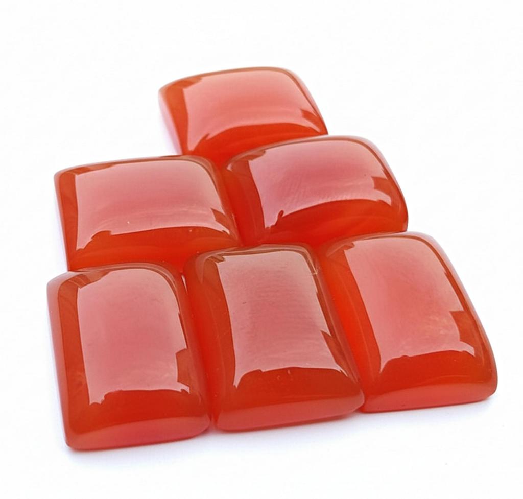 Natural Red Carnelian Gemstones: Rectangle Shape Cabochons for Jewelry Making