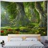 Green jungle tapestry, psychedelic castle home decoration wall hanging, Bohemian living room background cloth poster, sofa cover