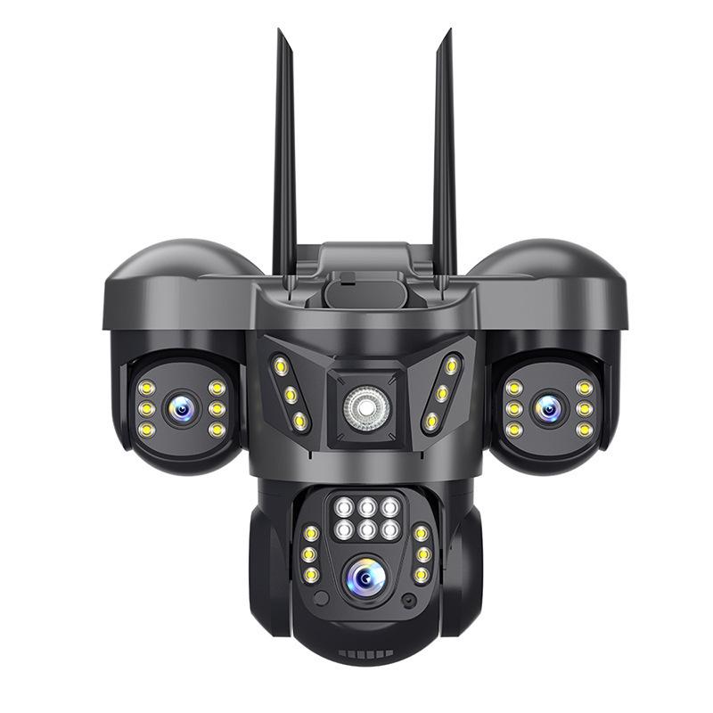 Triple-Lens 360° Wireless Solar Camera with Three-Screen Display