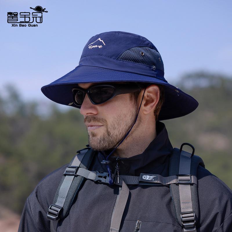 Summer Sun Hat Men's Outdoor Mountaineering Fishing Quick-drying Sun Protection Hat Breathable Big Eaves Bucket Hat