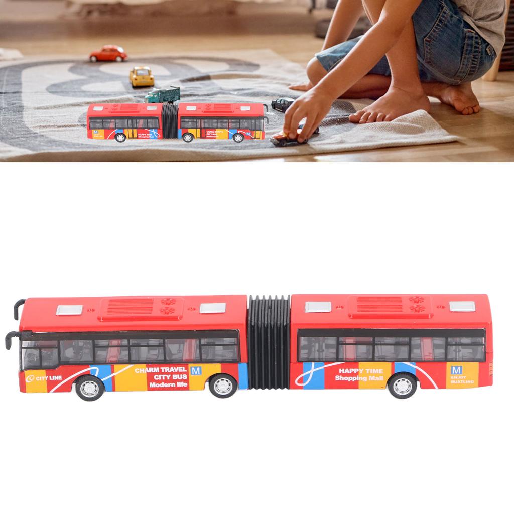 Pull Back Alloy Bus Extended Length Full Function   Structure Educational Alloy Bus Vehicle Model Toy