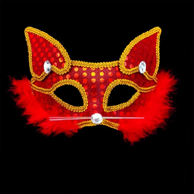 Masquerade Mask Foxes Mask Halloween Costume Mask Sequins Cats Mask Half Face Mask for Party