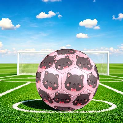 1pc Kawaii Cat Icon Size 5 Soccer Ball Professional Match Training Football Indoor &Outdoor Sports Ball Lightweight Durable C6599