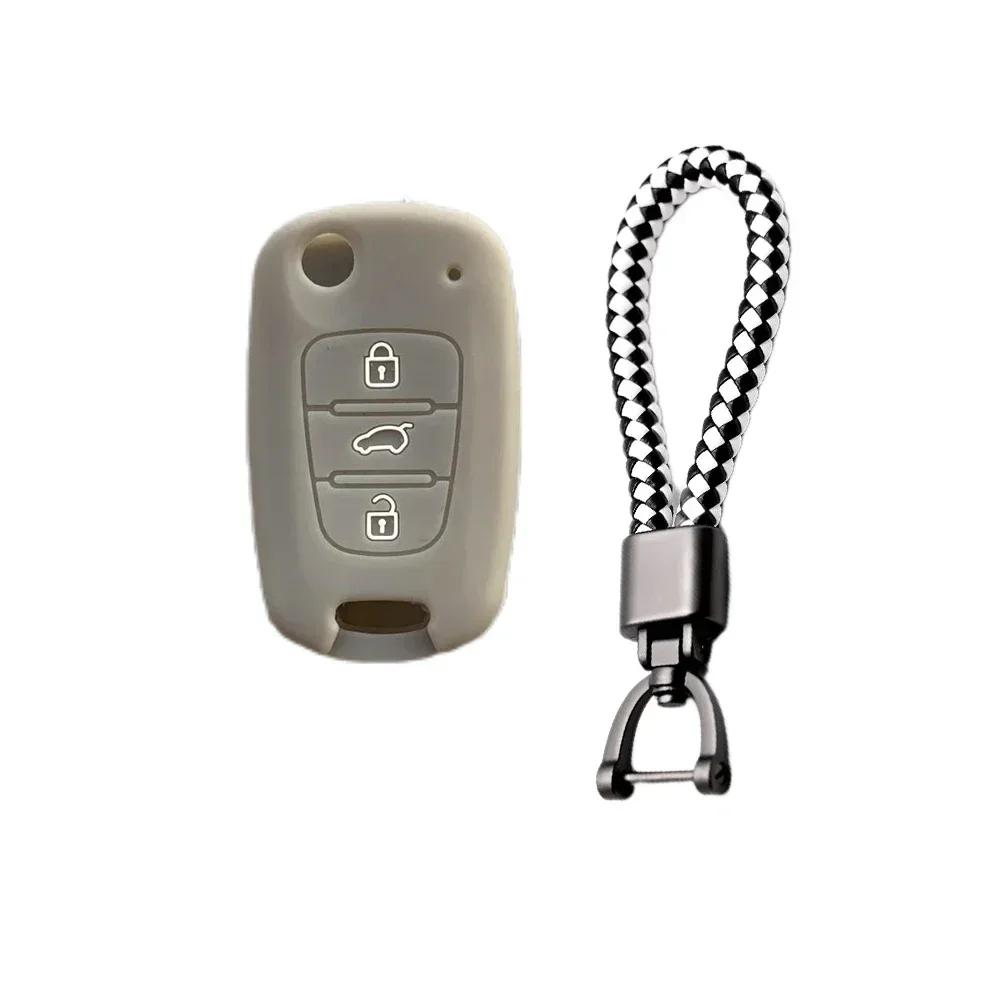 For Hyundai Elantra Accent I20 I30 Ix20 Ix35 Kia Sportage Rio3 Soul Optima Ceed Pro K5 K2 Silicone Car Key Case Cover Keychain