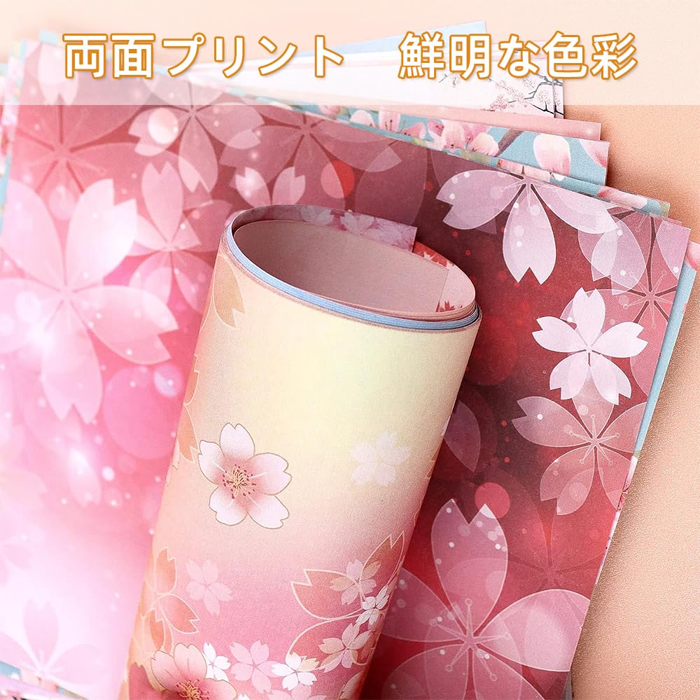 Renjzle Origami 100 Cherry Blossom Cute and Origami Paper Thousand Chiyogami DIY Craft Paper Art Blossom Double-Sided Paper, Sheets, 15cm, Pattern,
