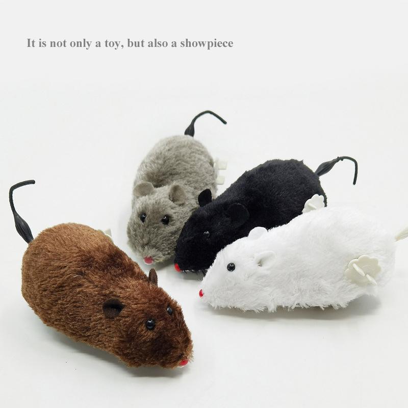 Interactive Sport TPR Plush Clockwork Mouse Chewing Toy for Cats-Pet Running Toy