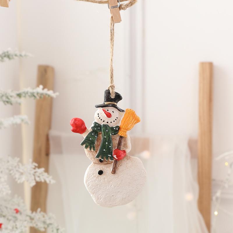 Snowman and Santa Christmas Tree Cartoon Resin Stocking Pendants