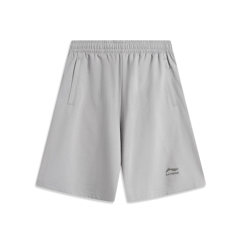 Li Ning Sports Lifestyle Series Simple Solid Color Elastic Casual Shorts Men shorts Geological-Gray AKSV823-2