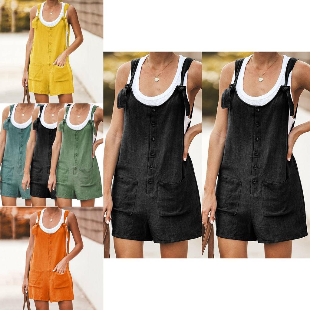 Comoda Salopette Senza Maniche da Donna con Tasche Pratiche Salopette Corta