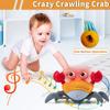 Crawling Crab Toy for Baby Rechargeable Crab Run Away with Music Led Light Up Toddler Gift Electric Induction Escape Toys